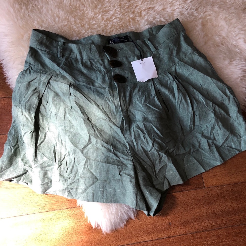 Zara Green High Waisted Shorts